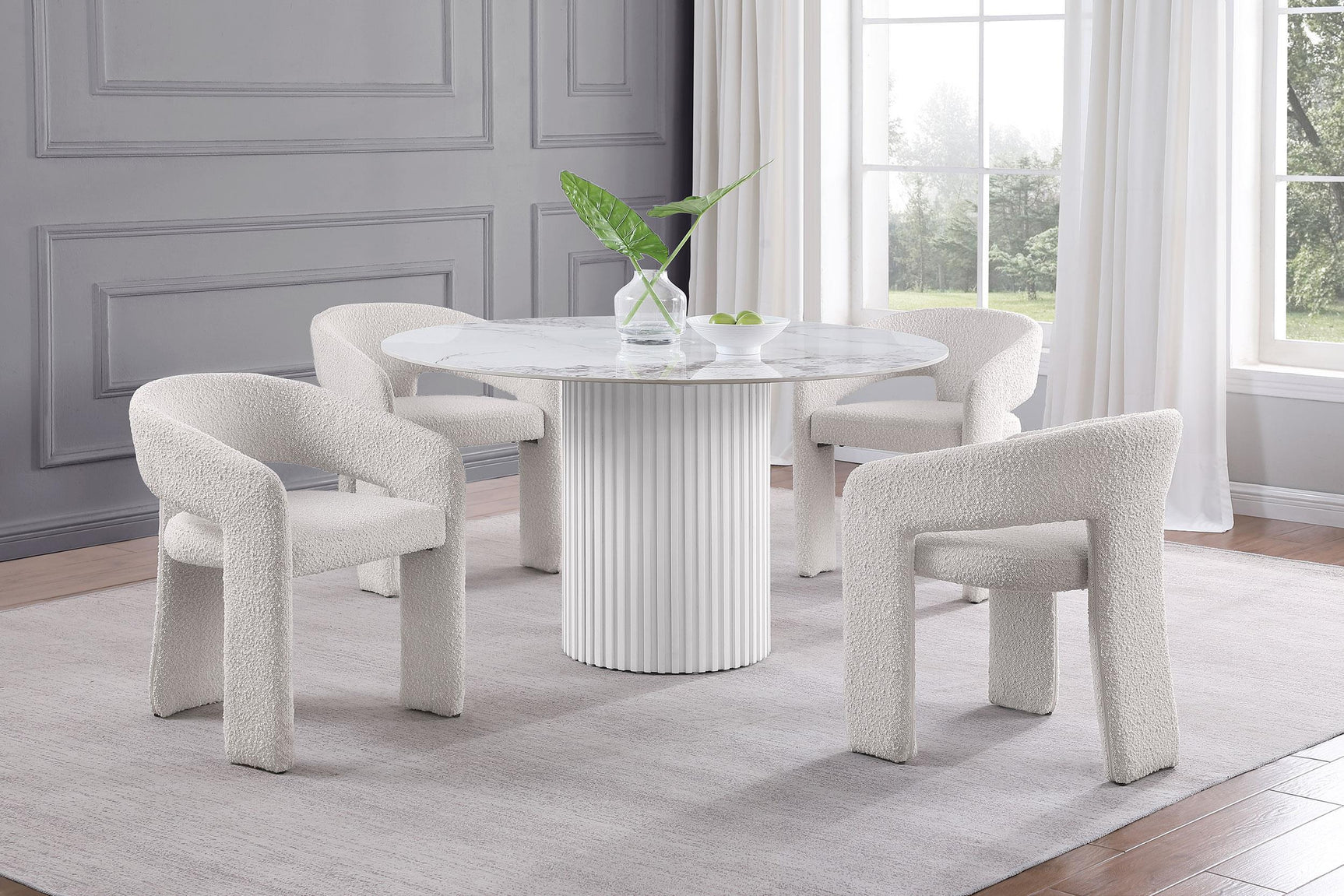 Acadia Round 53-inch Sintered Stone Top Dining Table White 105580 - Ella Furniture