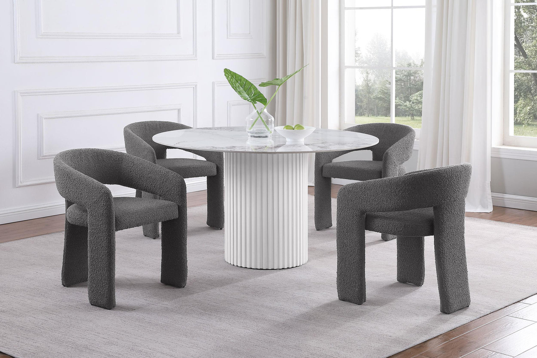Acadia Round 53-inch Sintered Stone Top Dining Table White 105580 - Ella Furniture