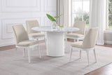 Acadia Round 53-inch Sintered Stone Top Dining Table White 105580 - Ella Furniture