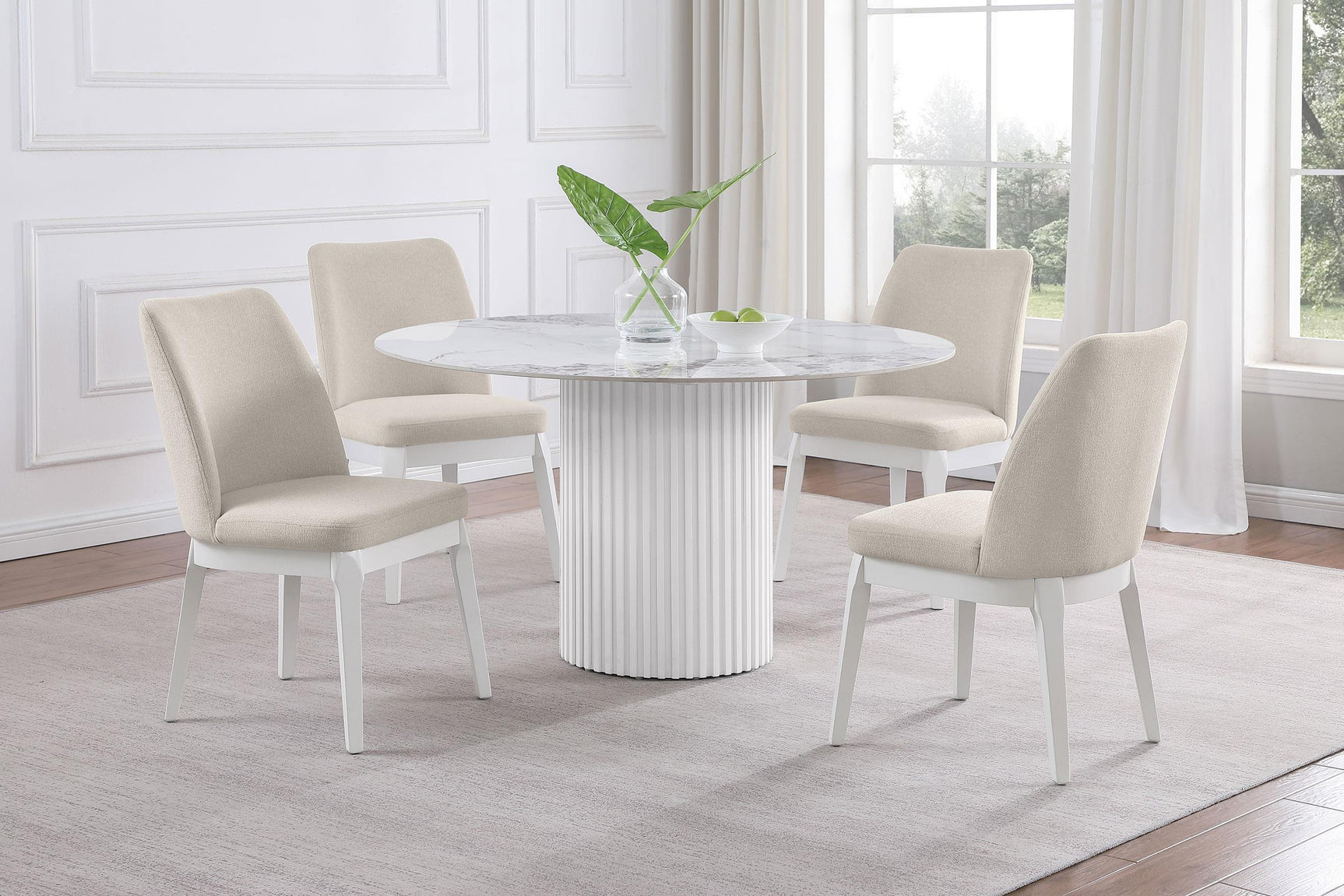 Acadia Round 53-inch Sintered Stone Top Dining Table White 105580 - Ella Furniture