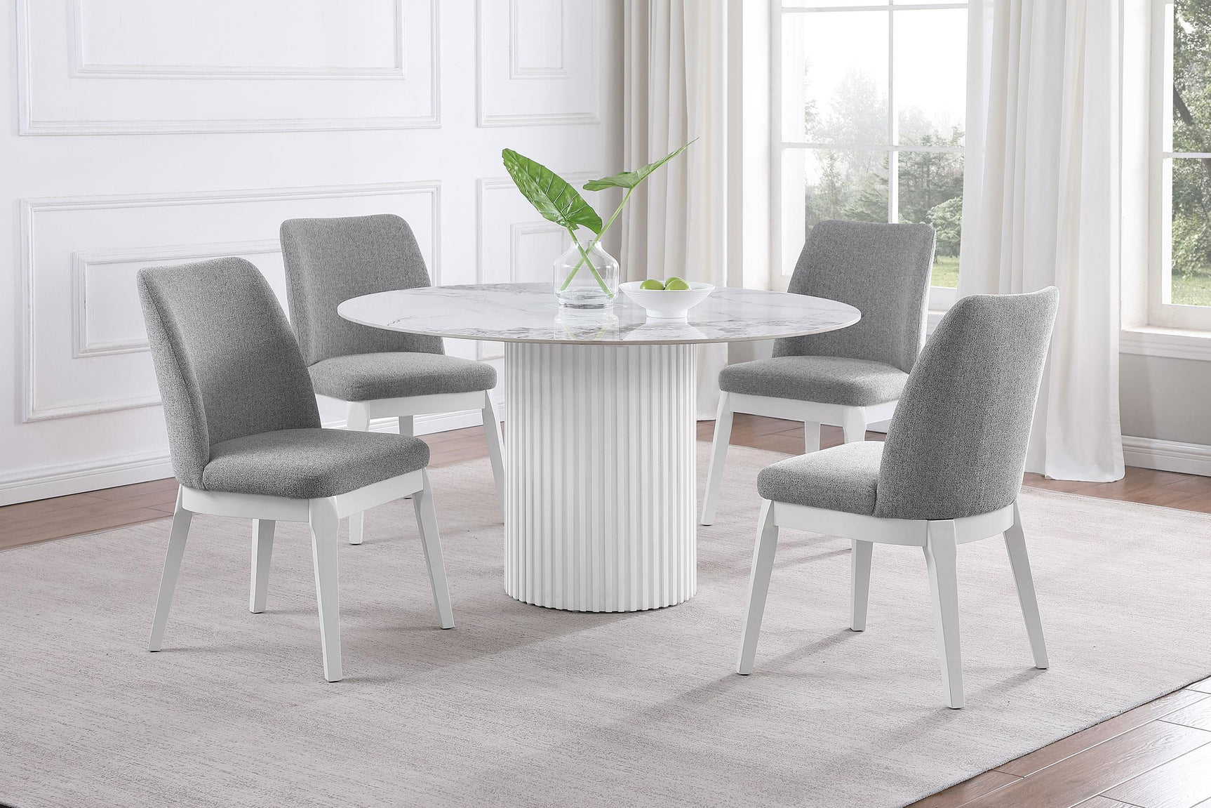 Acadia Round 53-inch Sintered Stone Top Dining Table White 105580 - Ella Furniture