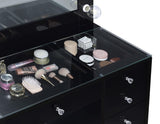 Acena 7-drawer Vanity Set with Lighting Black High Gloss 931144 - Ella Furniture