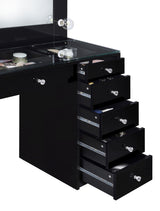 Acena 7-drawer Vanity Set with Lighting Black High Gloss 931144 - Ella Furniture