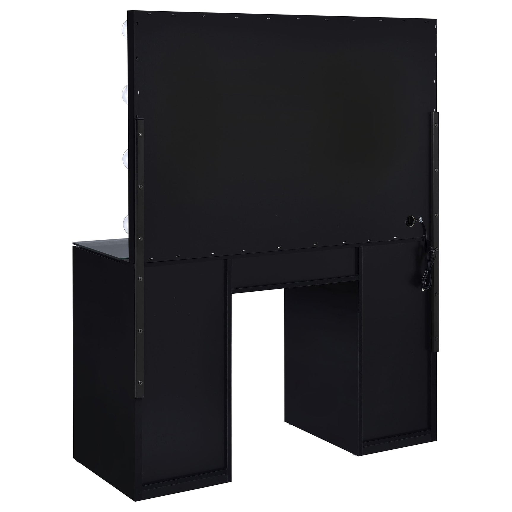 Acena 7-drawer Vanity Set with Lighting Black High Gloss 931144 - Ella Furniture
