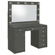 Acena 7-drawer Vanity Set with Lighting Grey High Gloss 931145 - Ella Furniture