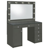 Acena 7-drawer Vanity Set with Lighting Grey High Gloss 931145 - Ella Furniture