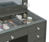 Acena 7-drawer Vanity Set with Lighting Grey High Gloss 931145 - Ella Furniture