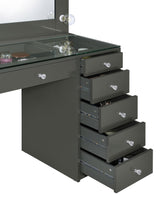 Acena 7-drawer Vanity Set with Lighting Grey High Gloss 931145 - Ella Furniture