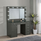 Acena 7-drawer Vanity Set with Lighting Grey High Gloss 931145 - Ella Furniture