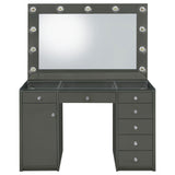 Acena 7-drawer Vanity Set with Lighting Grey High Gloss 931145 - Ella Furniture