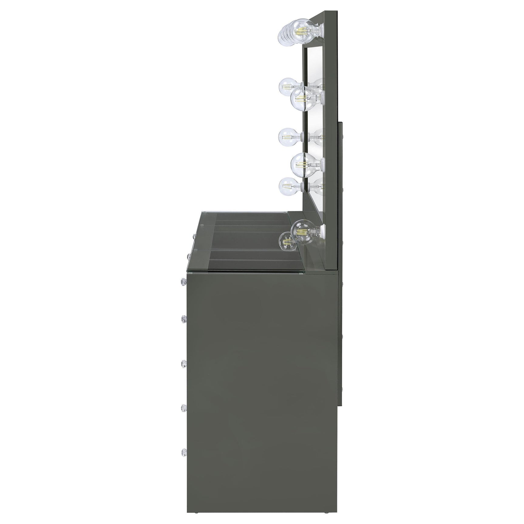 Acena 7-drawer Vanity Set with Lighting Grey High Gloss 931145 - Ella Furniture