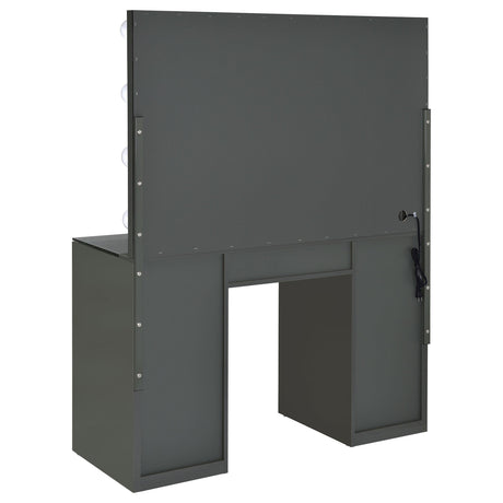 Acena 7-drawer Vanity Set with Lighting Grey High Gloss 931145 - Ella Furniture