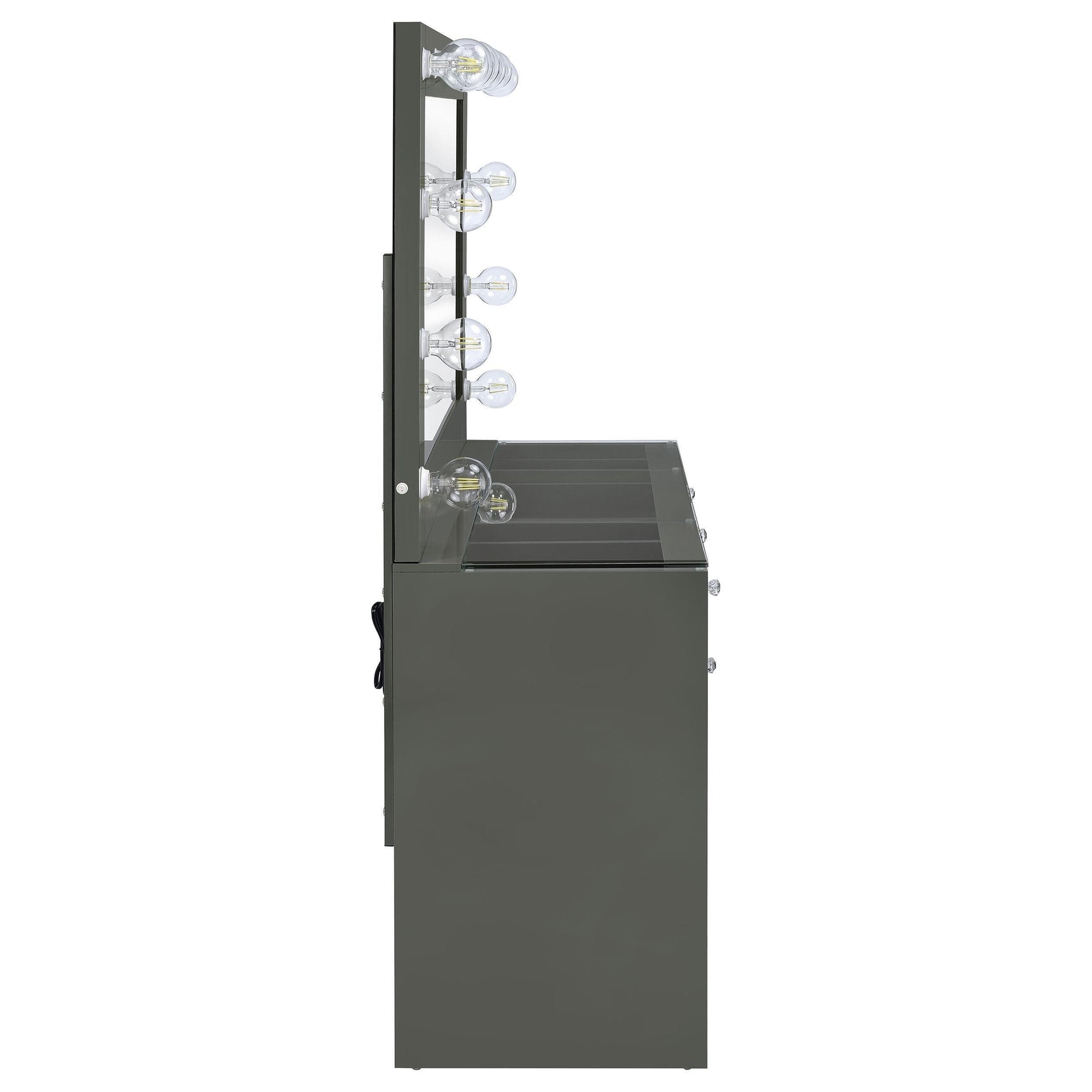 Acena 7-drawer Vanity Set with Lighting Grey High Gloss 931145 - Ella Furniture