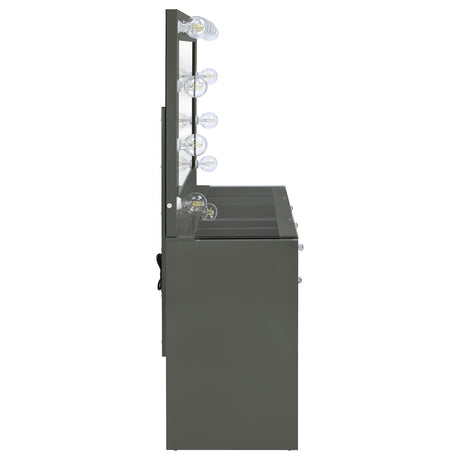 Acena 7-drawer Vanity Set with Lighting Grey High Gloss 931145 - Ella Furniture