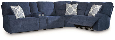 Acklen Place Navy 5-Piece Power Reclining Sectional with Storage Console view 4