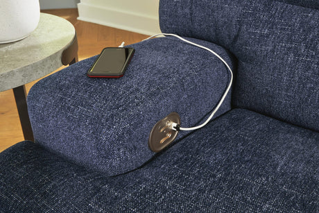 Acklen Place Navy Performance Fabric,Next-Gen Nuvella™ 3-Piece Power Reclining Sectional from Ella Furniture