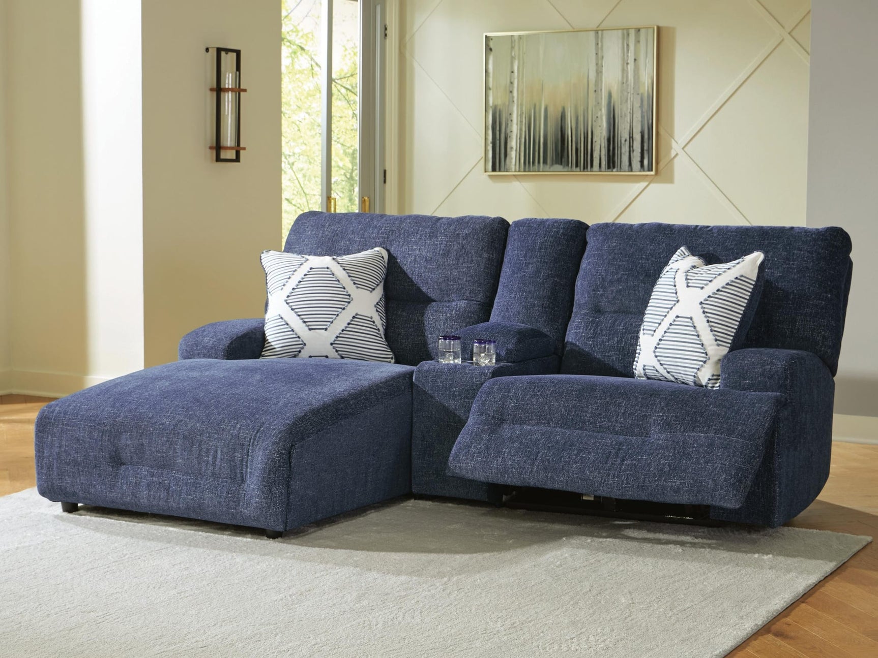 Acklen Place Navy Performance Fabric,Next-Gen Nuvella™ 3-Piece Power Reclining Sectional Sofa with Chaise view 2
