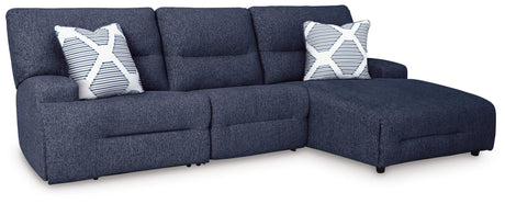 Acklen Place Navy Performance Fabric,Next-Gen Nuvella™ 3-Piece Power Reclining Sectional angled view