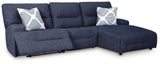 Acklen Place Navy Performance Fabric,Next-Gen Nuvella™ 3-Piece Power Reclining Sectional angled view