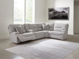 Acklen Place Pewter 5-Piece Power Reclining Sectional with Storage Console from Ella Furniture