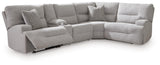 Acklen Place Pewter 5-Piece Power Reclining Sectional with Storage Console view 2