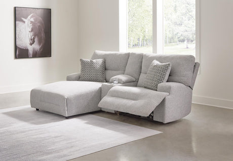 Acklen Place Pewter Performance Fabric,Next-Gen Nuvella™ 3-Piece Power Reclining Sectional Sofa with Chaise from Ella Furniture