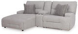 Acklen Place Pewter Performance Fabric,Next-Gen Nuvella™ 3-Piece Power Reclining Sectional Sofa with Chaise angled view