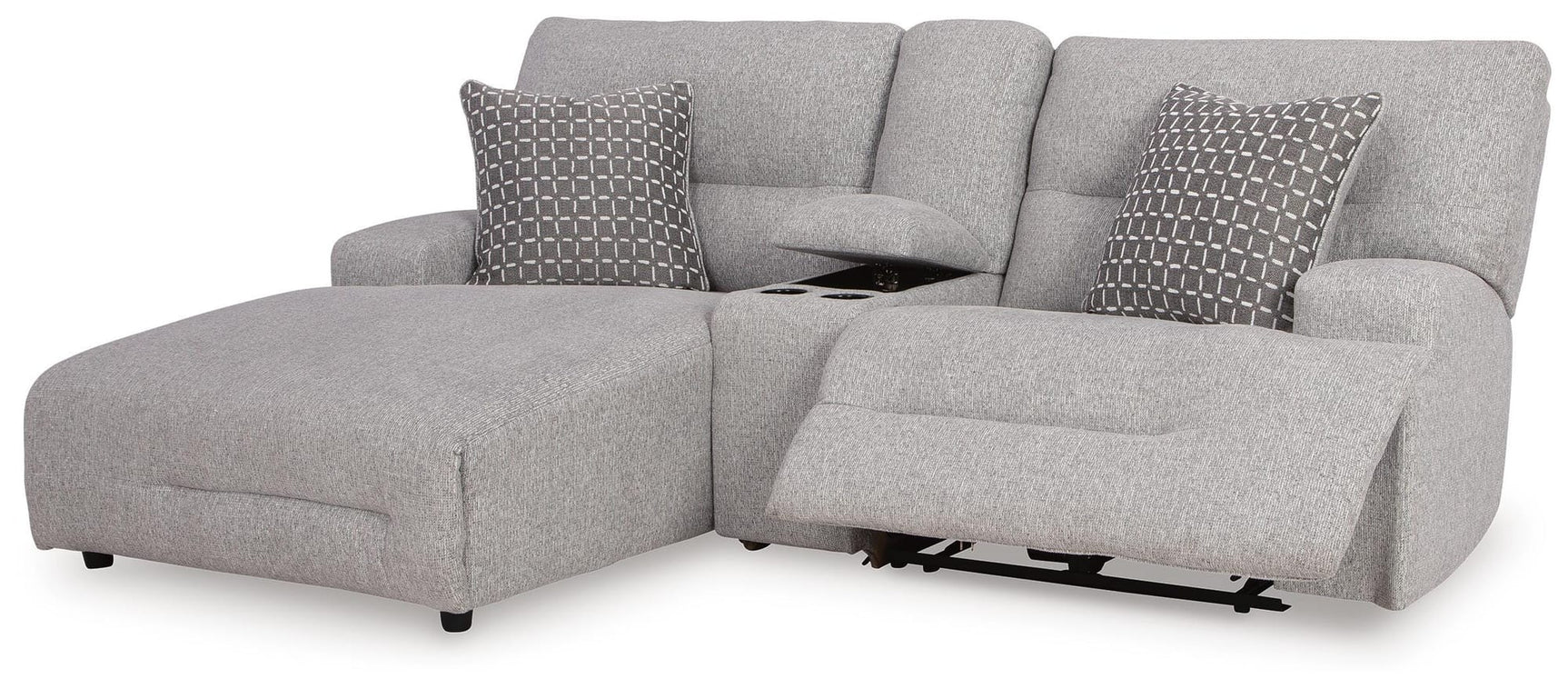 Acklen Place Pewter Performance Fabric,Next-Gen Nuvella™ 3-Piece Power Reclining Sectional Sofa with Chaise angled view