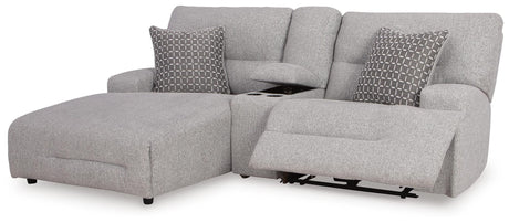 Acklen Place Pewter Performance Fabric,Next-Gen Nuvella™ 3-Piece Power Reclining Sectional Sofa with Chaise angled view