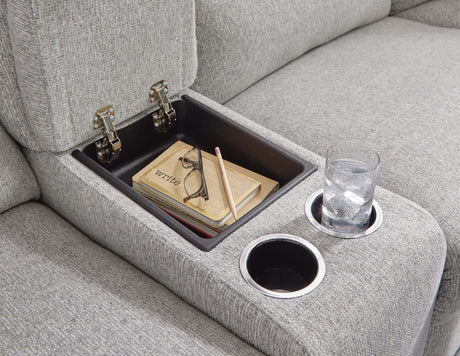 Acklen Place Pewter Performance Fabric,Next-Gen Nuvella™ 3-Piece Power Reclining Sectional Sofa with Chaise detail view