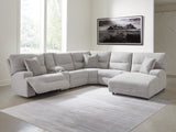Acklen Place Pewter Performance Fabric,Next-Gen Nuvella™ 6-Piece Power Reclining Sectional with Chaise from Ella Furniture