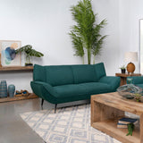 Acton Upholstered Flared Arm Loveseat Teal Blue 511162 - Ella Furniture