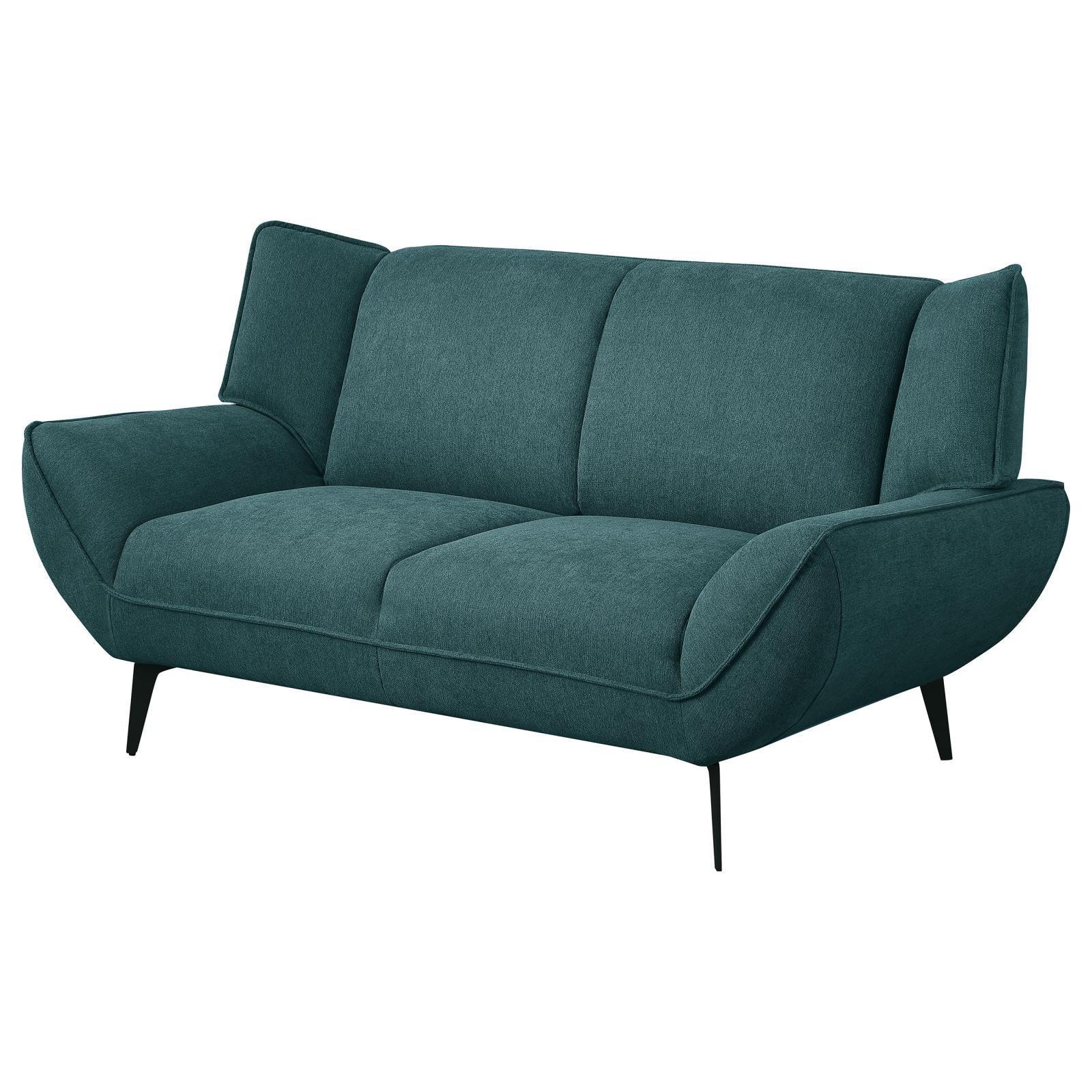 Acton Upholstered Flared Arm Loveseat Teal Blue 511162 - Ella Furniture