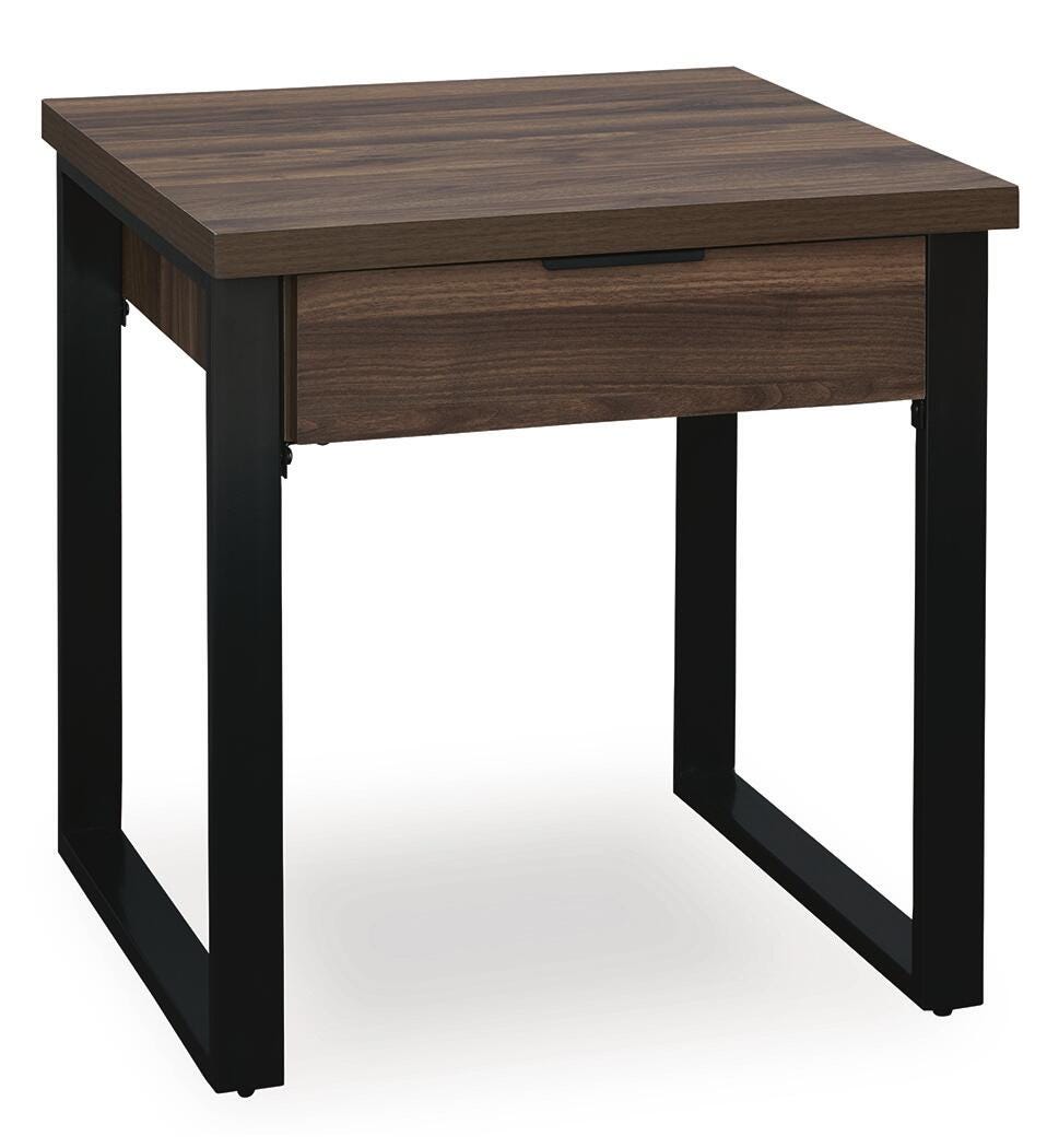 Wickman Falls Dark Brown End Table — angled view