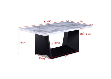Adea Black/White Modern Contemporary Solid Wood Marble Top Cocktail Group Coffee Table - Ella Furniture