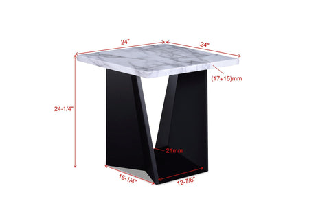Adea Black/White Modern Contemporary Solid Wood Marble Top Cocktail Group Coffee Table - Ella Furniture