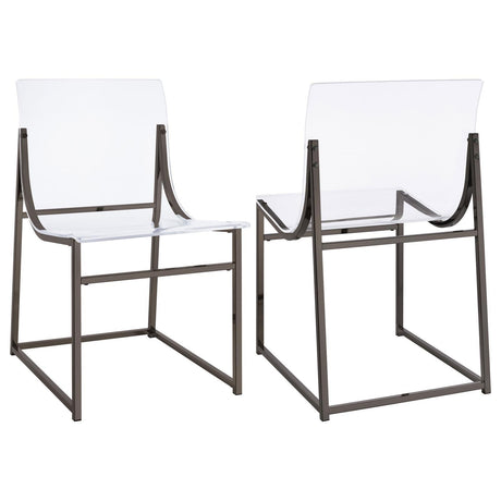 Adino Acrylic Dining Side Chair Clear And Black Nickel (Set Of 2) 121142 - Ella Furniture