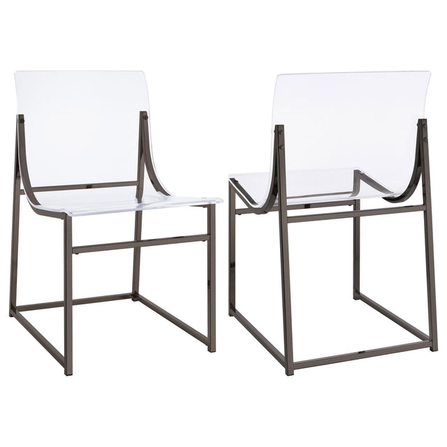 Adino Acrylic Dining Side Chair Clear And Black Nickel (Set Of 2) 121142 - Ella Furniture