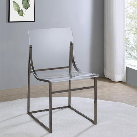 Adino Acrylic Dining Side Chair Clear And Black Nickel (Set Of 2) 121142 - Ella Furniture