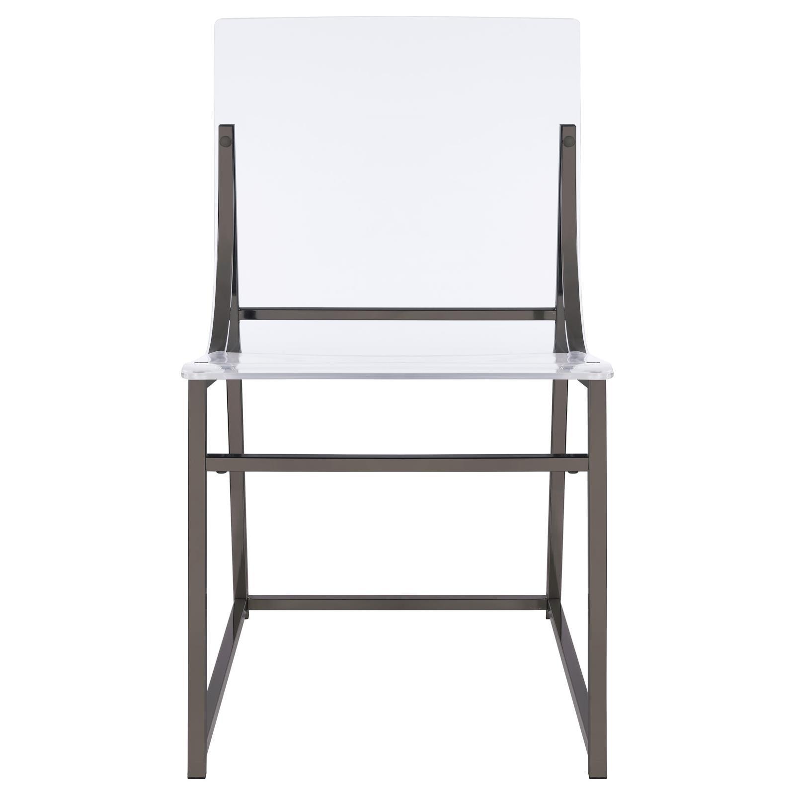 Adino Acrylic Dining Side Chair Clear And Black Nickel (Set Of 2) 121142 - Ella Furniture