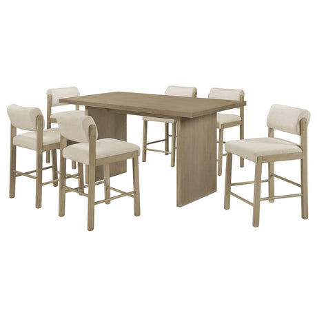 Decker 7-Piece 70-Inch Rectangular Counter Height Dining Set Cream and Natural Oak — product image 2