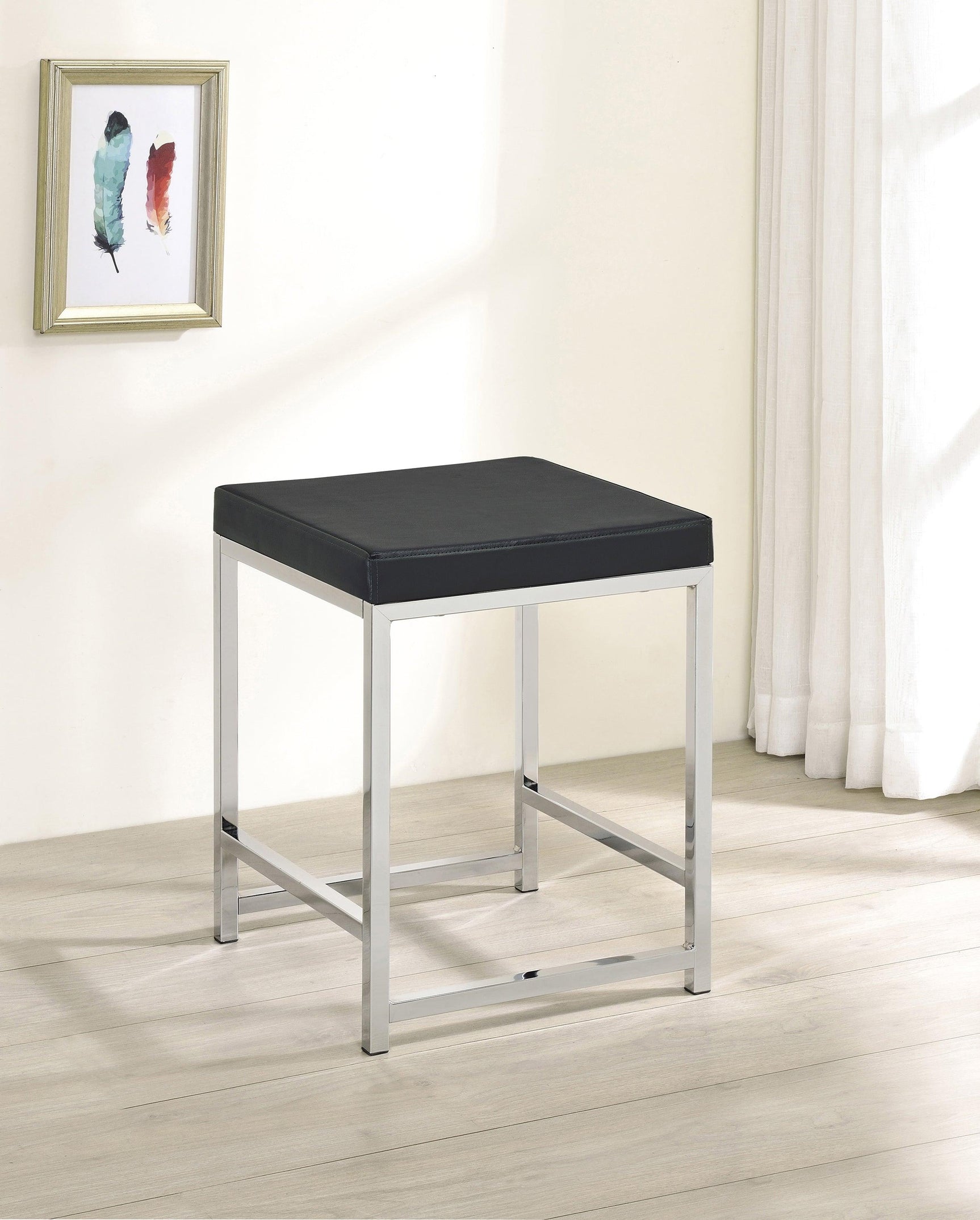 Afshan Upholstered Square Padded Cushion Vanity Stool - Ella Furniture