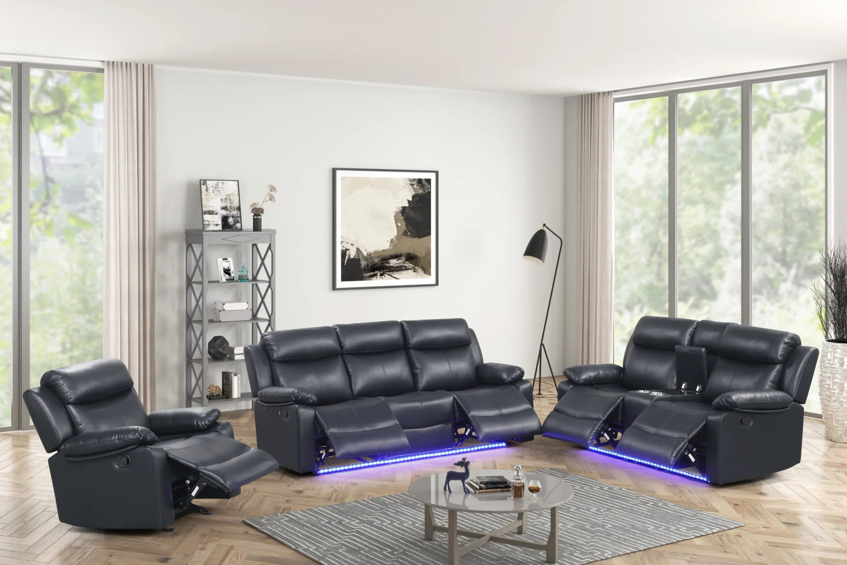 Aiden Black 3-Piece Reclining Set from Ella Furniture