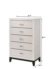 Akerson Chest Chalk, Contemporary Sleek And Modern Wood, Metal 5 Drawers - Ella Furniture
