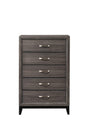 Akerson Chest Gray, Contemporary Sleek And Modern Wood, Metal 5 Drawers - Ella Furniture