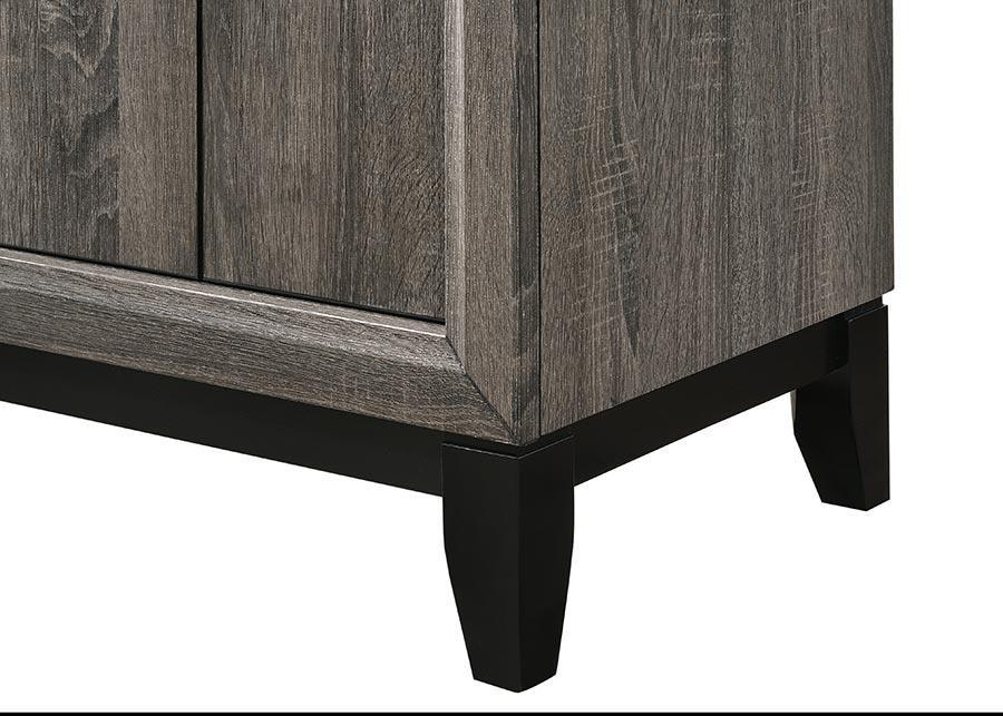 Akerson Grey Tv Stand Drift Wood, Driftwood Entertainment Console With Metal Legs With Storage Doors for Living Room - Ella Furniture
