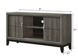 Akerson Grey Tv Stand Drift Wood, Driftwood Entertainment Console With Metal Legs With Storage Doors for Living Room - Ella Furniture