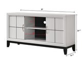 Akerson White/Black Modern Contemporary Solid Wood And Veneers Storage Tv Stand - Ella Furniture