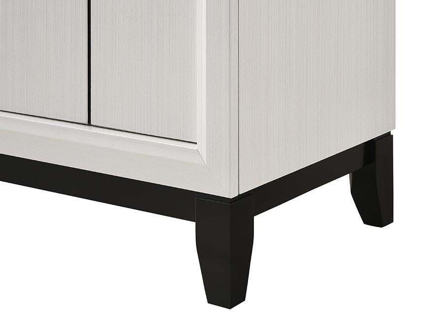 Akerson White/Black Modern Contemporary Solid Wood And Veneers Storage Tv Stand - Ella Furniture