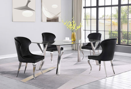 Alaia Rectangular Glass Top Dining Table Clear And Chrome 190711 - Ella Furniture